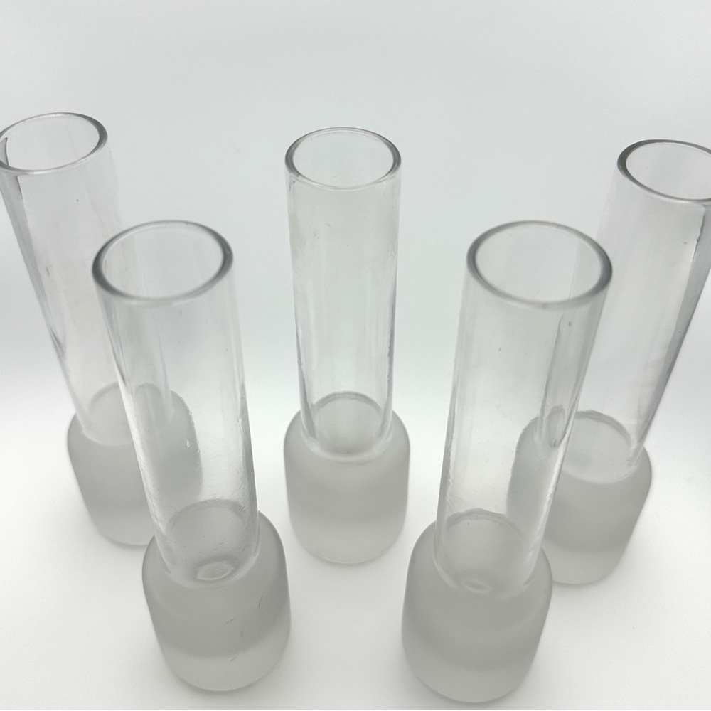 Small Clear Glass Tube Plant Propagation Vase Chunky Base Frosted Glass Bud Vase - Picture 6 of 10